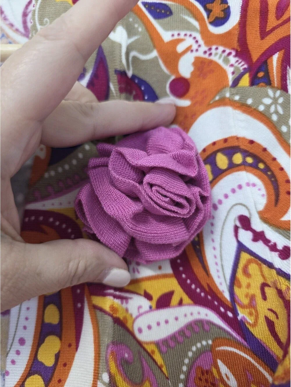 Womens Cardigan Colorful Paisley Crop Open Size Large Orange Autumn Wedding